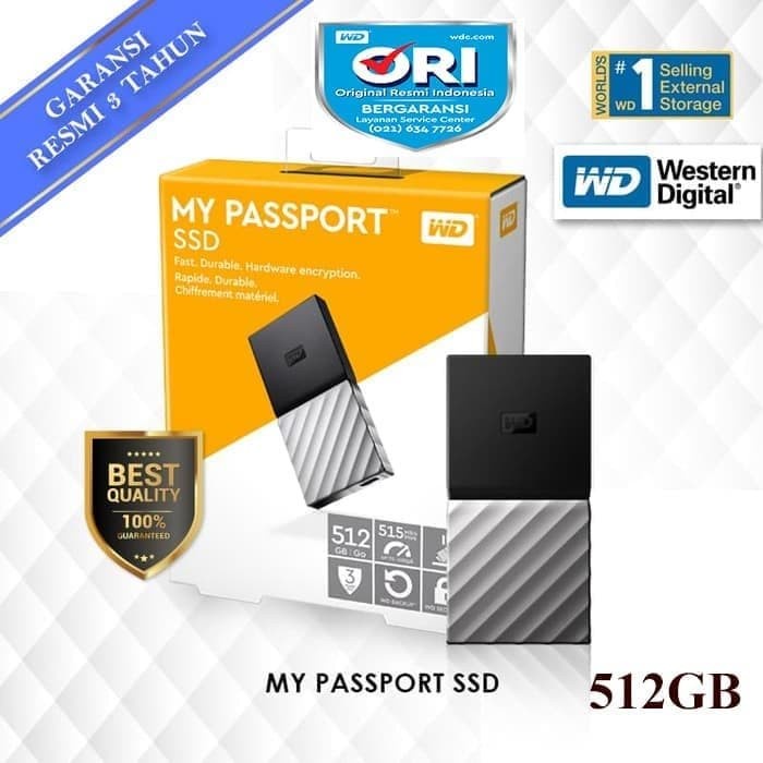 WD My Passport SSD 512GB - Portable Eksternal External SSD