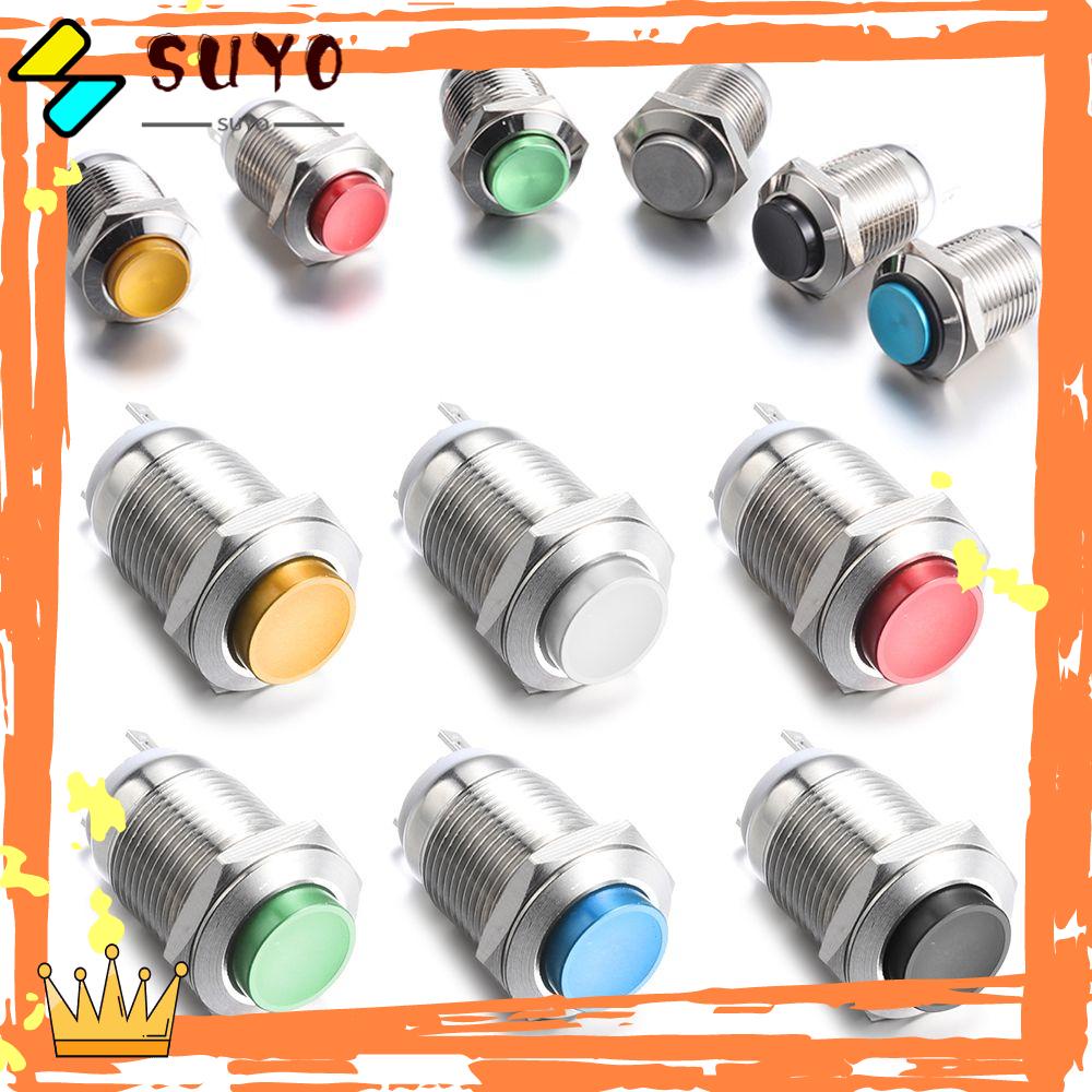 Suyou Saklar Tombol Tekan Start Momentary Bulat Bahan Metal 250v 12mm Anti Air Multi Warna