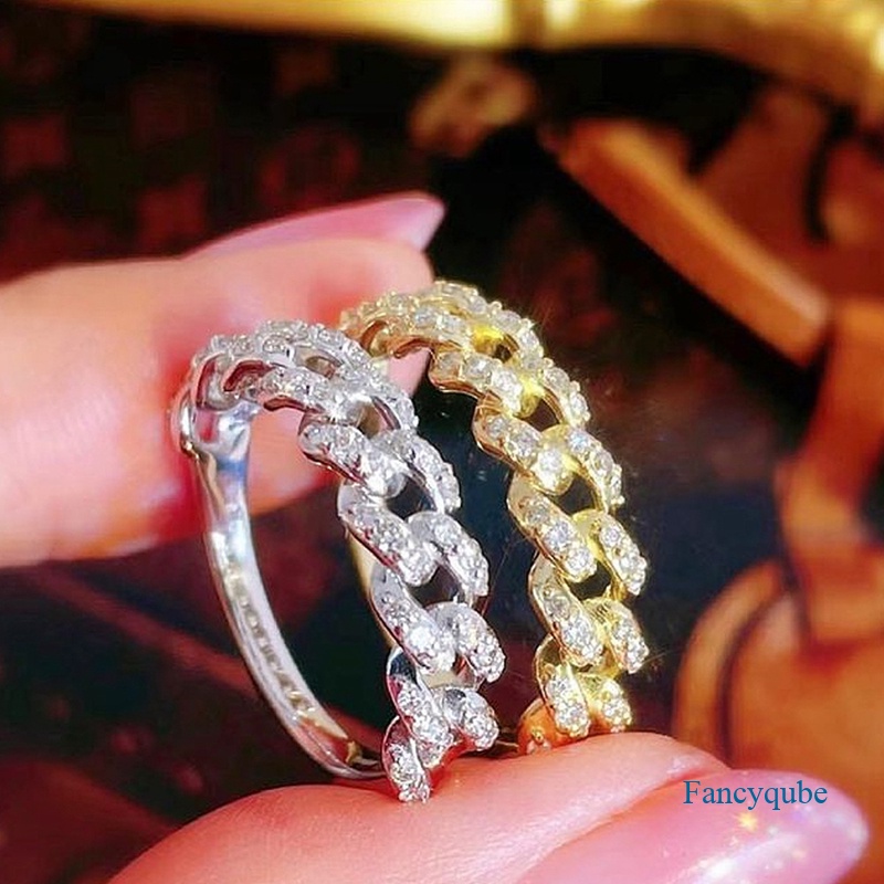 Fancyqube Cincin Jari Wanita Desain Bling Link Untuk Pesta Pernikahan