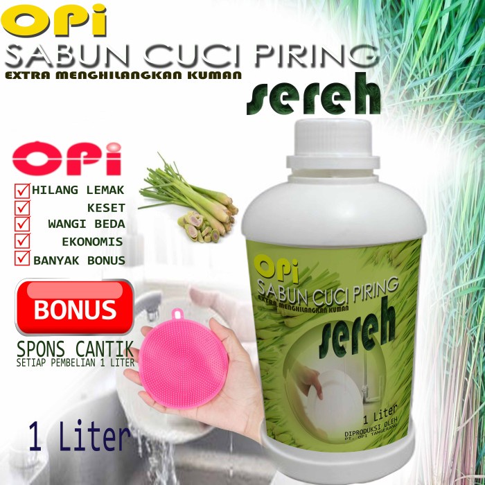 Sabun Cuci Piring 1 Liter Sereh dan 8 varian wangi lain bonus spons