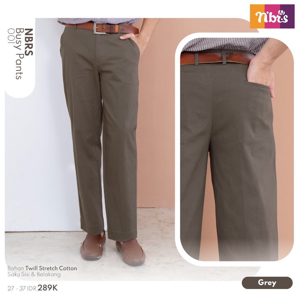 NBRS BUSY PANTS 01 Bahan Twill Stretch Cotton Bawahan Celana Panjang Pria Casual Modern by Nibras bisa COD