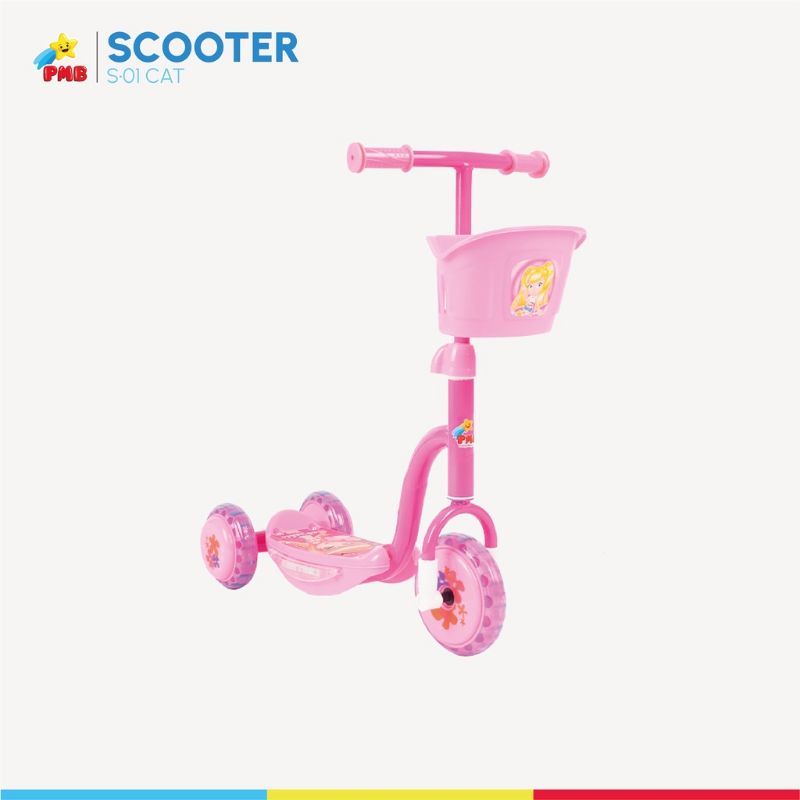 SCOOTER ANAK PMB PINK MAINAN SKUTER RODA TIGA MUSIC LAMPU SEPEDA ANAK S01 KERANJANG S-01