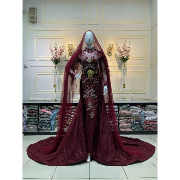 GAUN SLIM BEREKOR MODERN//GAUN WEDDING BEREKOR//KEBAYA