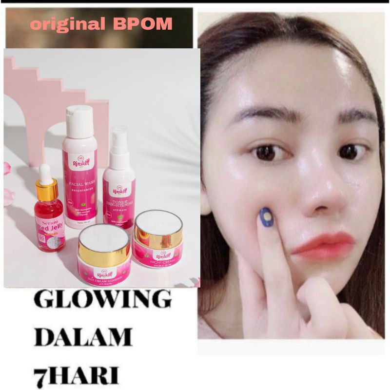 FREE GIFT& POUCH PAKET SKINCARE PEMUTIH/ PELICIN WAJAH NR GLOW BPOM RJNSKIN GLOW PUTIH INSTAN