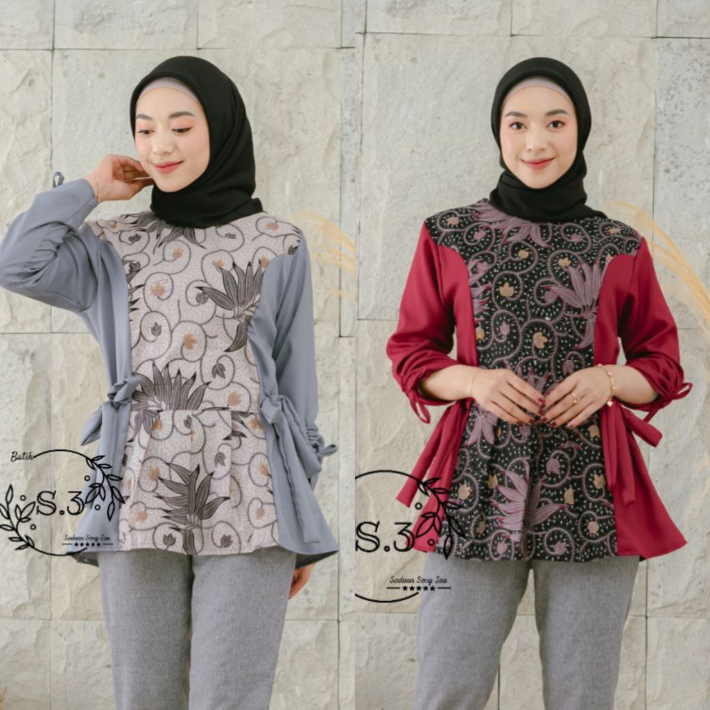 Batik Alina Baju Batik Wanita Modern Atasan Batik Kerja Wanita Blouse Batik Kantor M L XL XXL Seragam Batik