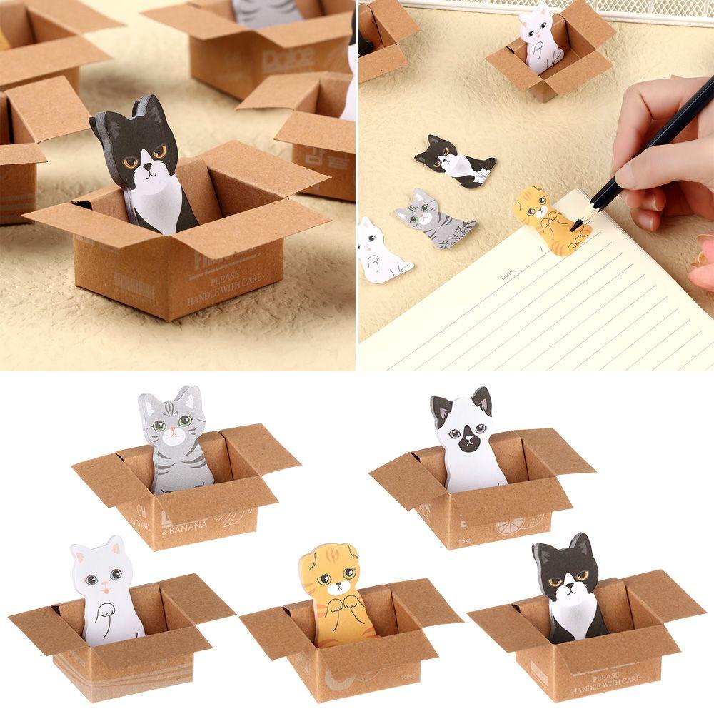 Populer Kartun Kucing Sticky Notes Self-adhesive Stationery Stiker Lucu Bookmark Memo Pad