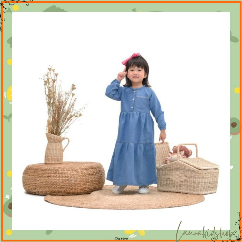 Gamis Anak / Gamis Anak Perempuan / Gamis Jeans Anak By Laurakids 2-5 Tahun