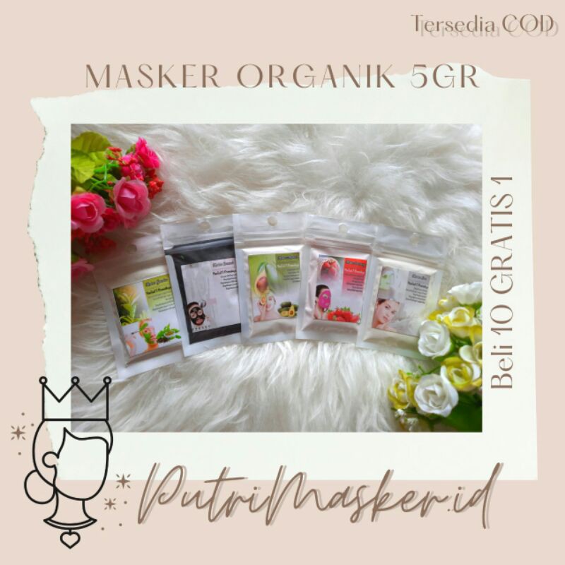 10gratis1 /Masker organic 5gr / masker organik 5gr / masker wajah 5gr/ masker alami / masker pemutih