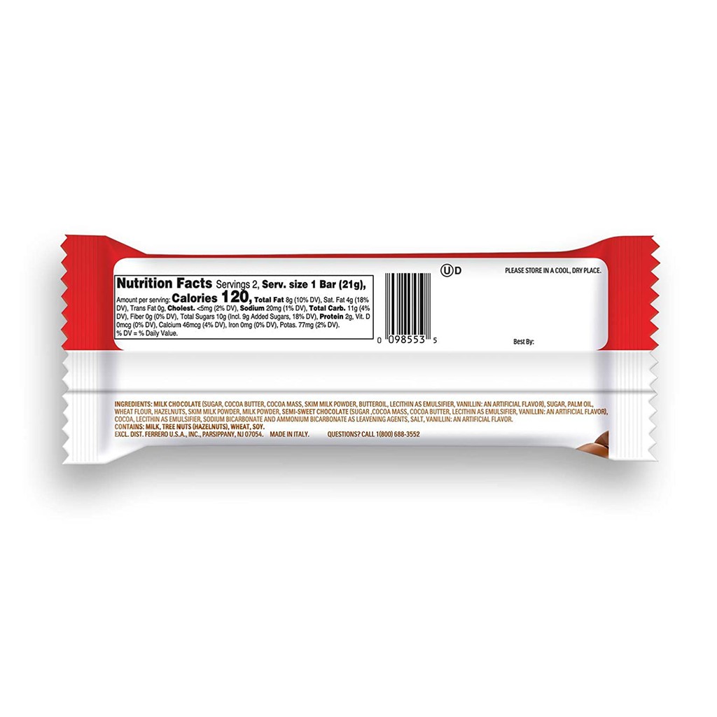 KINDER BUENO - CRISPY CREAMY CHOCOLATE &amp; HAZELNUT BAR (2 BAR/PACK) - 43 GR