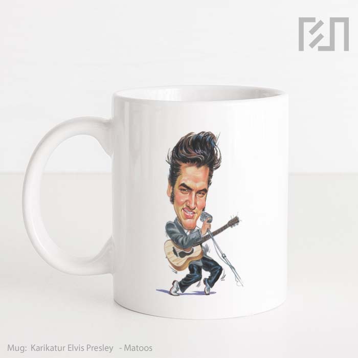 Gelas Keramik Caricature Elvis Presley Mug
