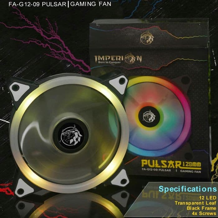 Fan Casing 12cm Imperion PULSAR with LED RING Auto RGB Gaming Fan Case New