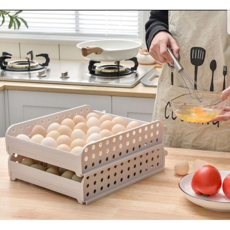 MoonLand 84 Kotak Telur Sliding  / Rak Tempat Penyimpanan Telur Rak Telur Plastik 1 Tingkat Egg Box