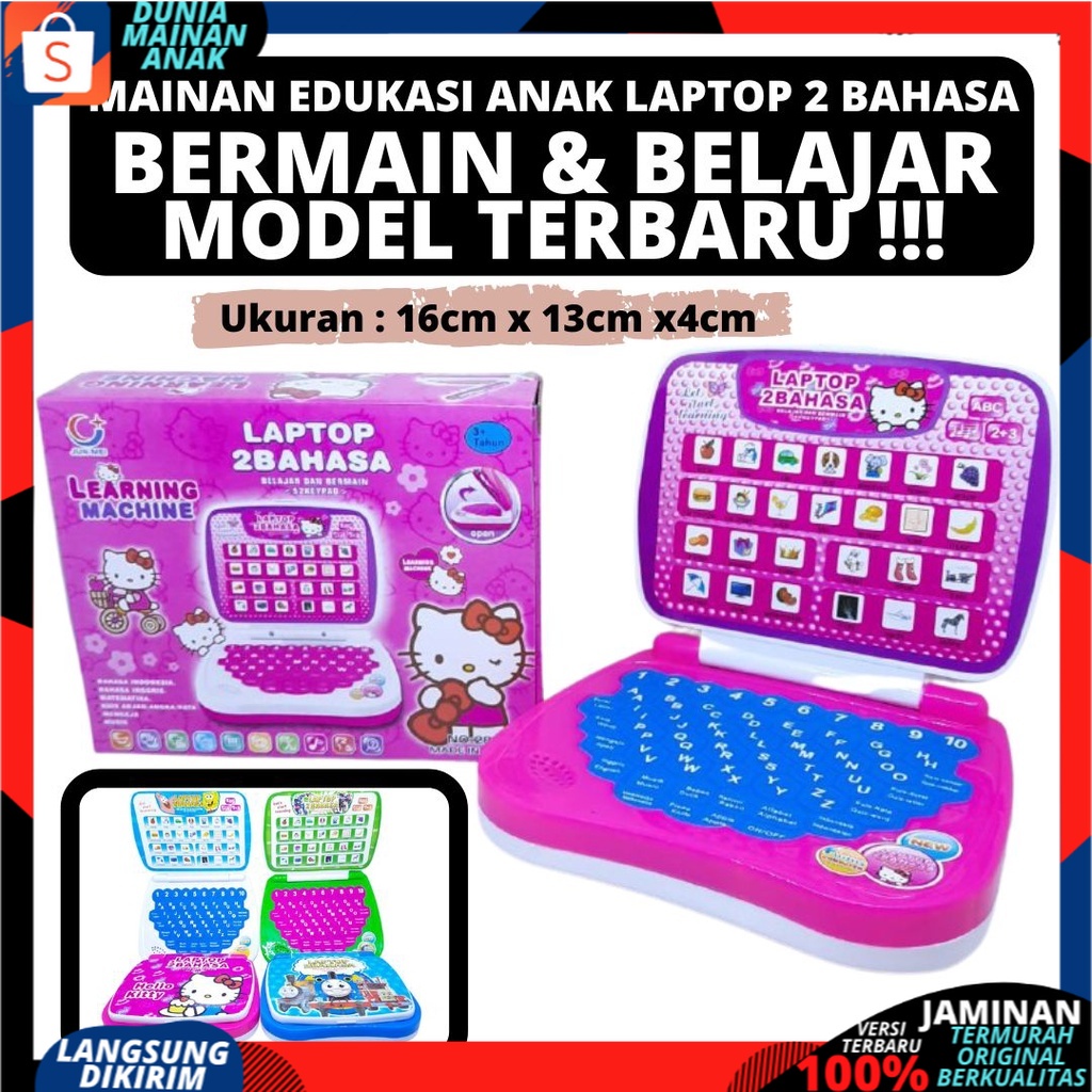 Mainan Edukasi Anak Laptop Buat Belajar 2 Bahasa Karakter Lucu Bahan Bagus Kado Ulang Tahun SNI