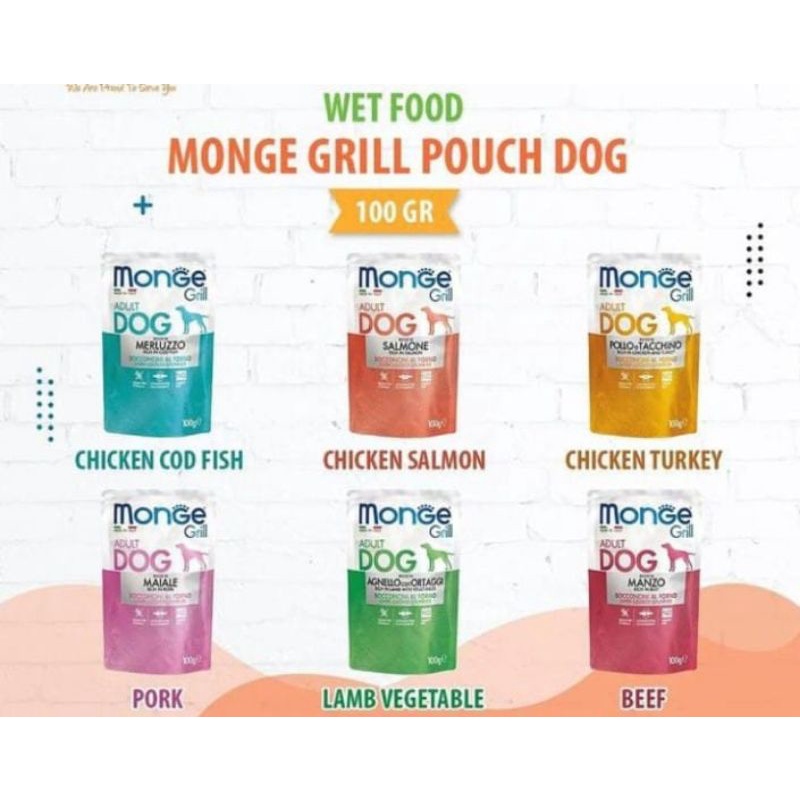 MONGE DOG FOOD WET FOOD MONGE GRILL POUCH 100 GR MAKANAN ANJING BASAH