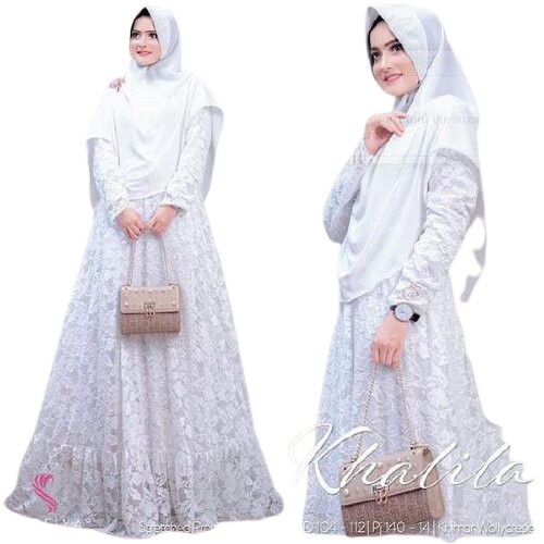Fashion Gamis Syari Set Khimar/Gaun Panjang Dewasa Set Krudung Modis Dan Casual Khalila-01