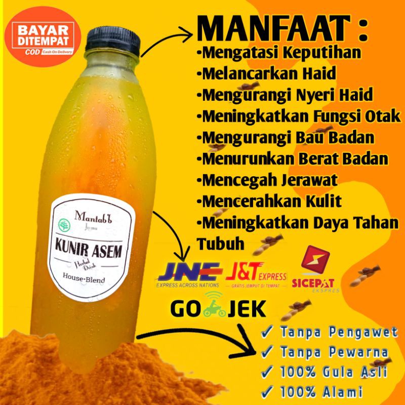 Jamu Kunyit Asem Kunyit Asam 600ml Kunyit Asem Jamu Tradisional Minuman Herbal Kewanitaan Indonesia