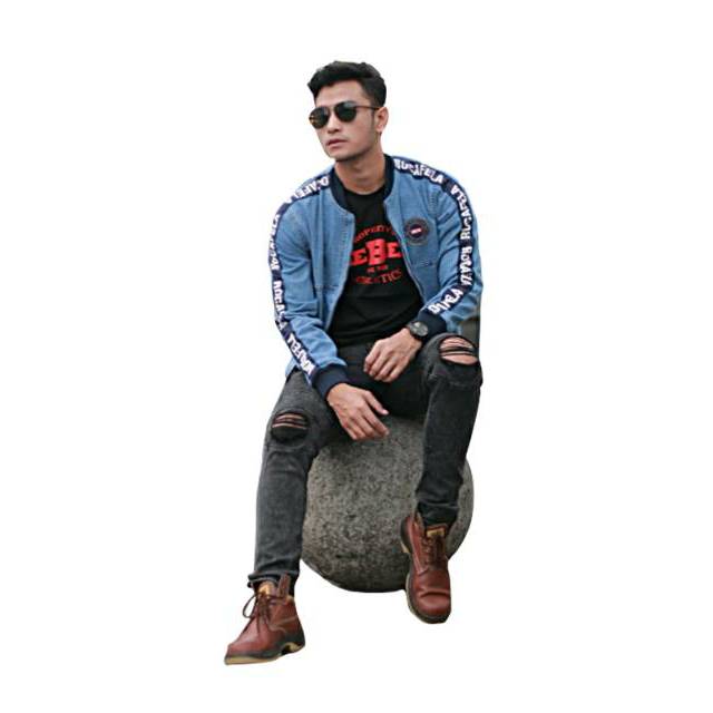 [COD] JAKET BOMBER JEANS LITS ROCAFELA / BOMBER TAPING PRIA