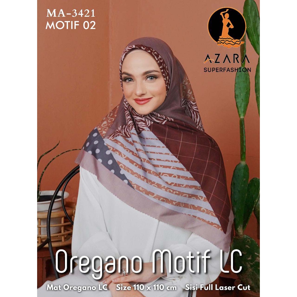 Hijab Segi Empat Azara Oregano Motif LC