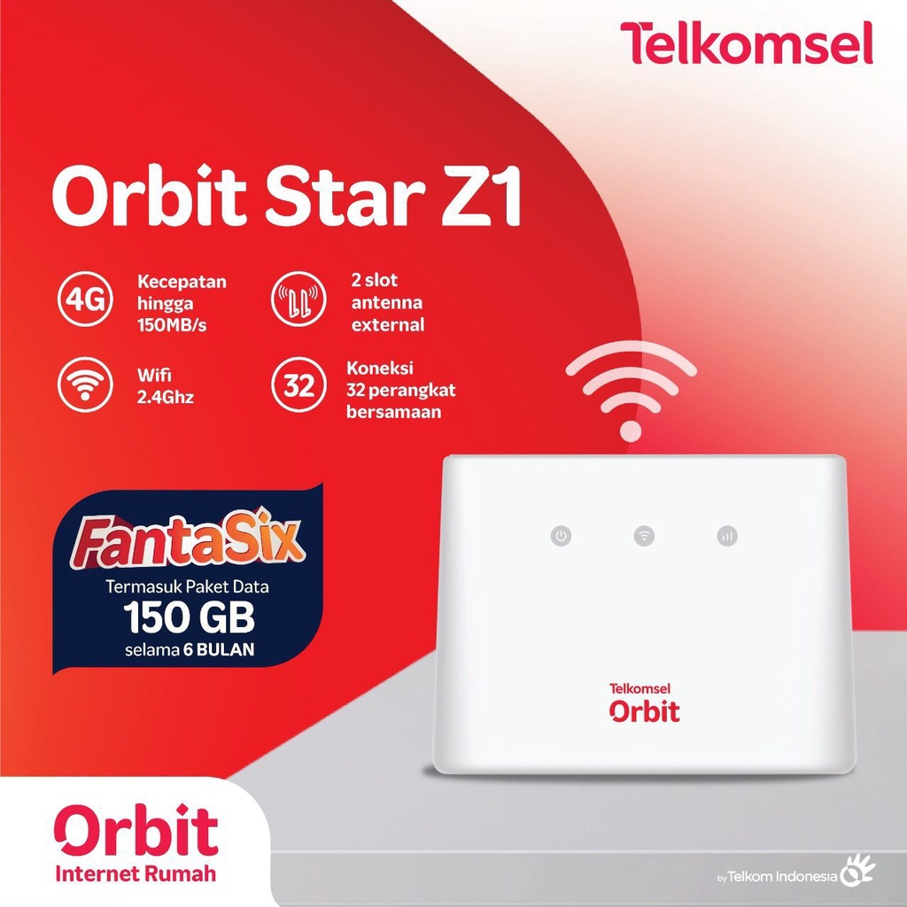 Modem Router Telkomsel Orbit Star Z1 • FREE KUOTA 150GB - Garansi Resmi HKM 2 Tahun - Garansi Resmi HKM 1 Tahun