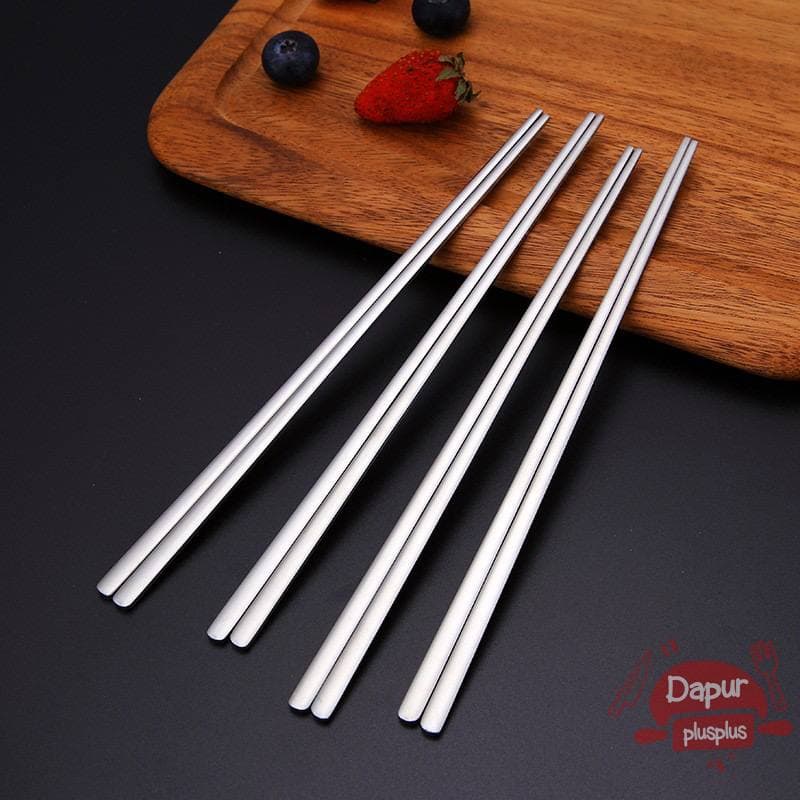 TGM - Sumpit Sendok Garpu Anti Karat Sumpit Bahan Besi Tahan Karat Stainless Steel Korea