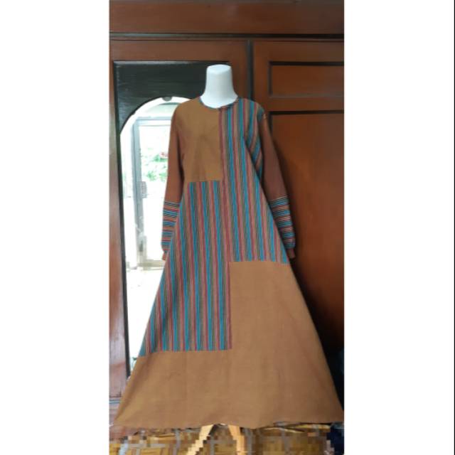 Dress lurik kombinasi
