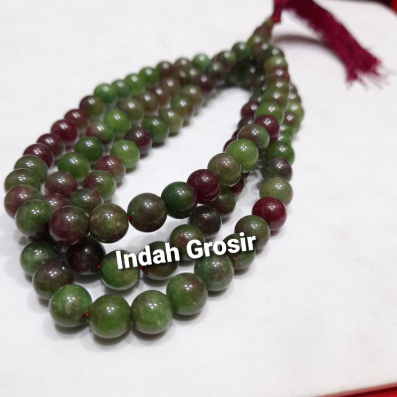 TASBIH BATU GIOK HIJAU LUMUT 99BUTIR 8MM NATURAL