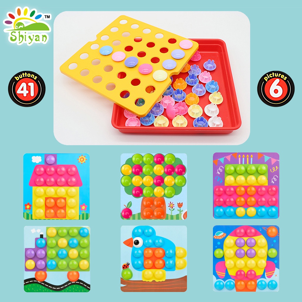 [Shiyan] mainan edukasi anak anak mainan papan seni art board education toys big button mushroom