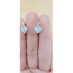 Anting jepit fashion wanita dewasa Love mata putih perak asli 925/silver lapisan emas putih murni