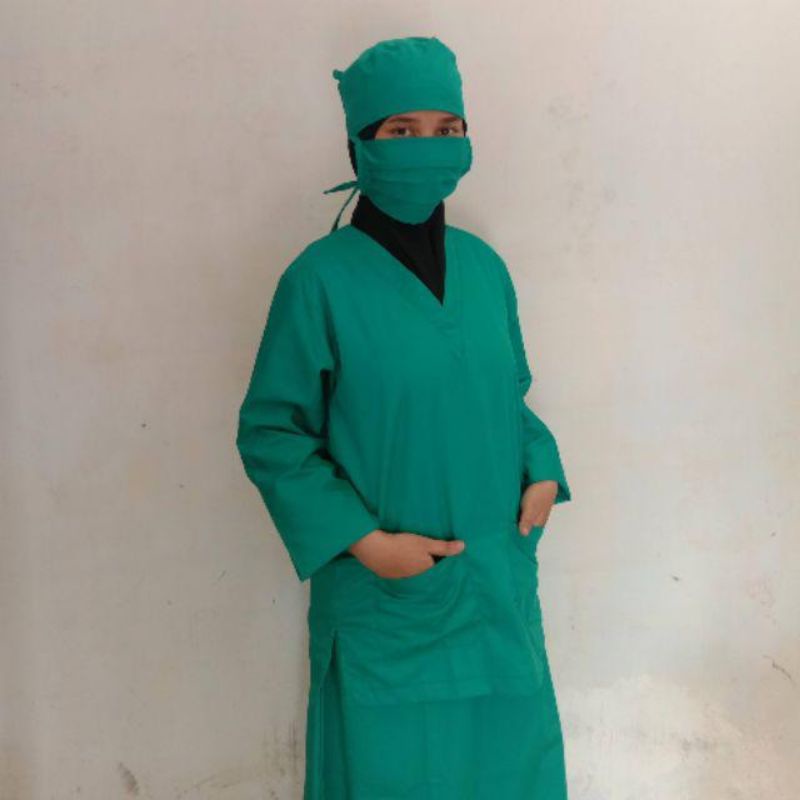 Baju Oka Rok - Stelan Oka Rok Panjang - Baju Dokter Jaga - Baju Dokter Model Rok - Seragam Perawat -