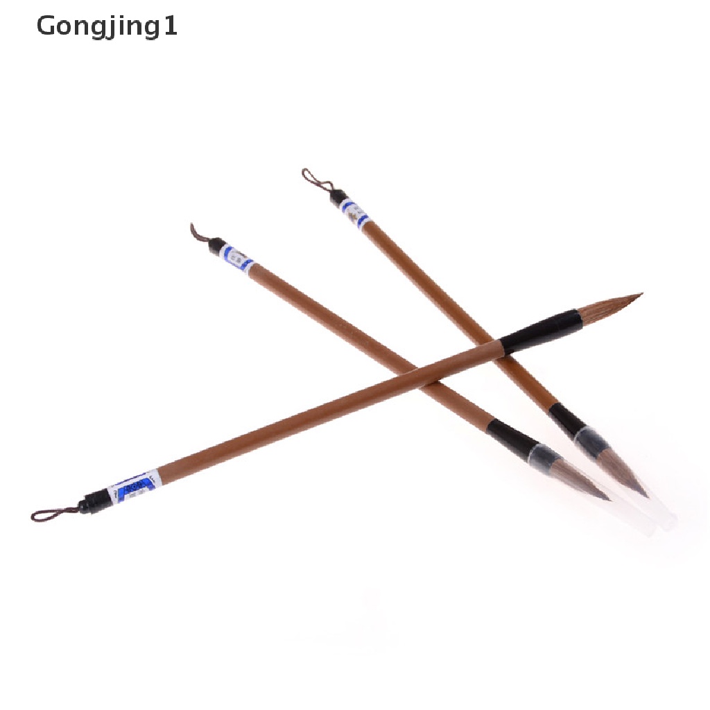 Gongjing1 3pcs Pulpen Kuas Tinta Warna Coklat Untuk Menulis Kaligrafi