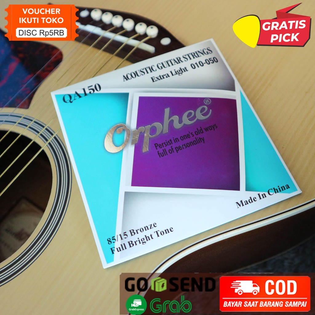 [SIAP KIRIM] Senar Gitar Akustik Orphee QA150 0.10 Import 1 Set BONUS PICK