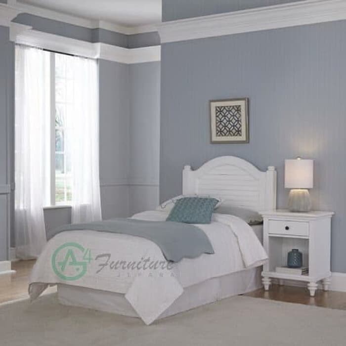 Set Kamar Anak Minimalis / Tempat Tidur Anak Warna Putih - Kayu Jati