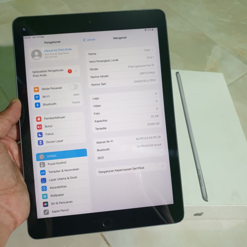 Ipad 6 ipad gen 6 32gb wifi space gray only mulus dan lengkap