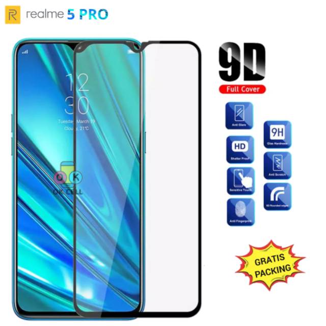 TG Anti Gores Layar Realme 5 Pro Tempered Glass Full Screen Protector Pelindung Layar Kaca Premium