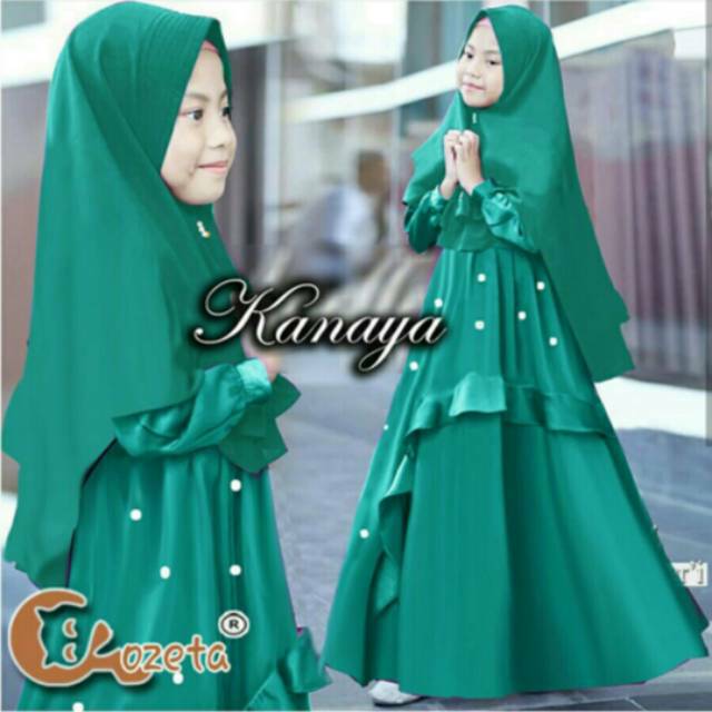 Kanaya Paket Setelan Gamis Syar'i Baju Muslim Anak Perempuan Umur 7-9thn Maxi Terbaru