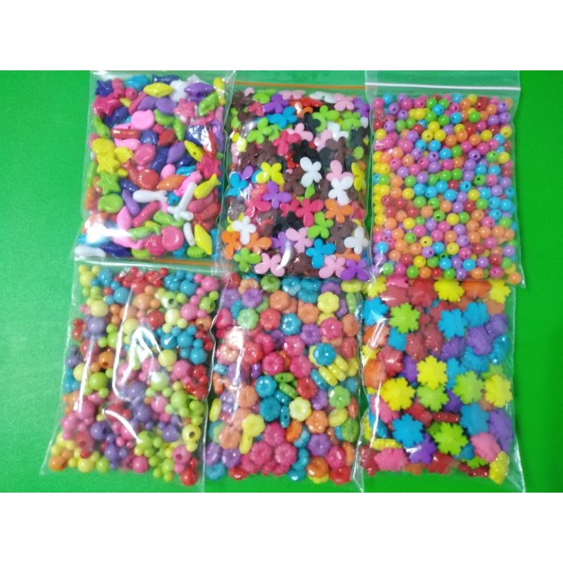 Manik warna cerah/meronce kalung gelang 50 / 25 gr