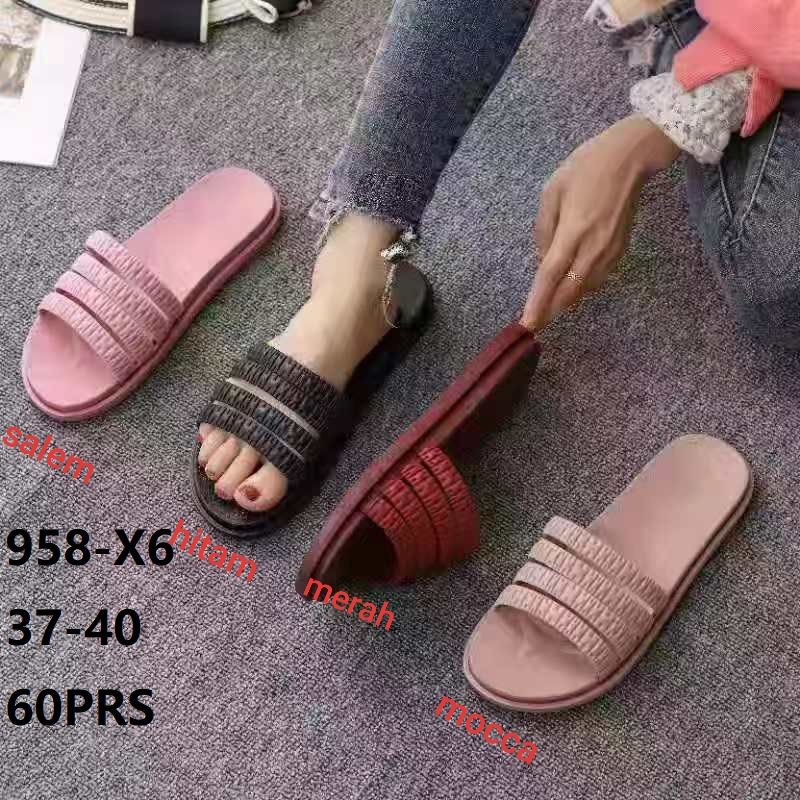 Sandal jelly flat 958-X6 kerut ban4