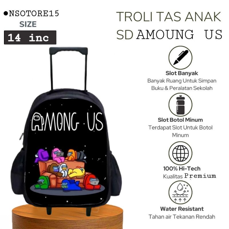 [BISA COD] PROMO Tas Ransel Troly Sekolah Laki Laki Anak Sd AMOUNG US Realpict