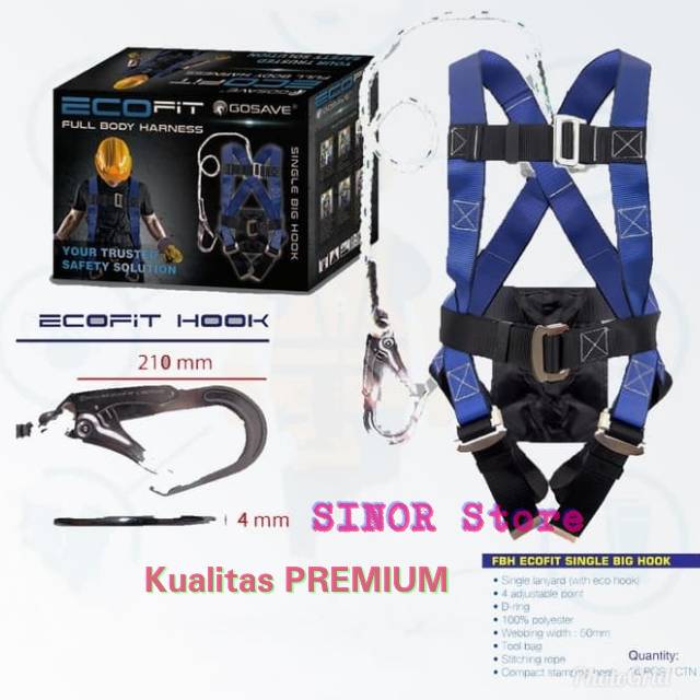 Full Body Harness Single Big Hook ECOFIT Plus Tali Dada Safety Fall Protection Equipment