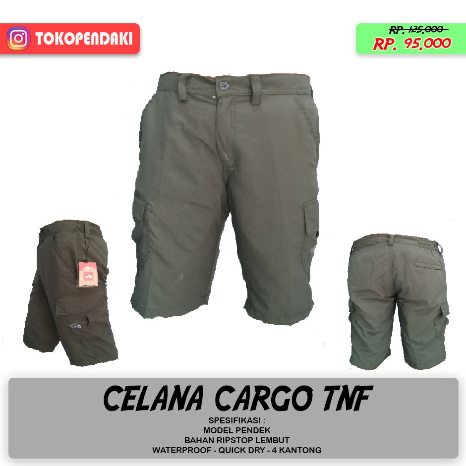 Celana Cargo Pendek TNF Bahan Ripstop Waterproof Lembut Nyaman Dipakai