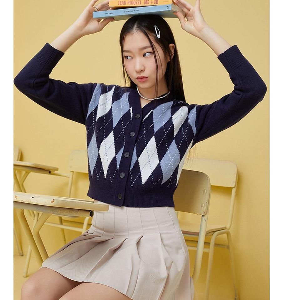 New Sale Good Day Argyle Wool Cardigan