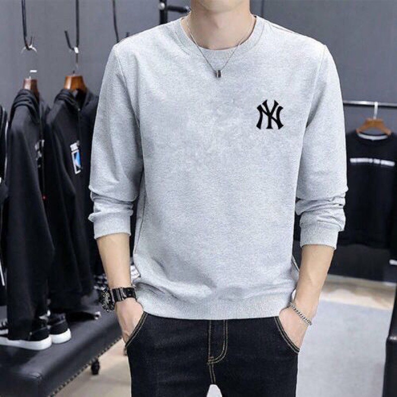 Sweter Crewneck Logo NY Pria Wanita Sweater Cn Laki Laki Perempuan Simple Swater Crunek Newyork Cowo