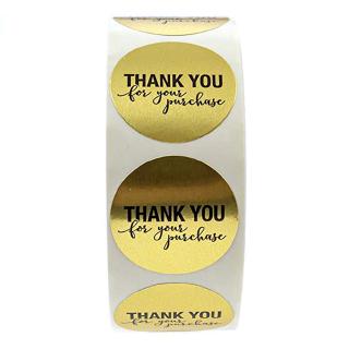 500pcs roll Stiker  Label Bulat Tulisan  Thank  You  Warna 