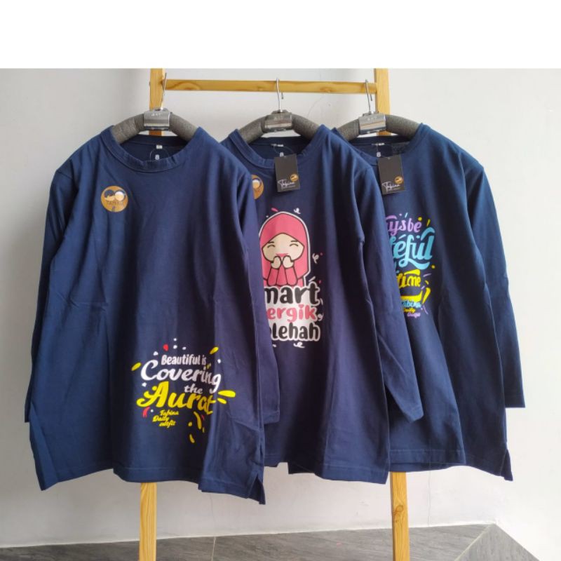 Atasan Kaos Tunik Lengan Panjang Anak Perempuan dan Remaja Tabina seri Yuraa usia 2 hingga 14 tahun Max BB 50 kg