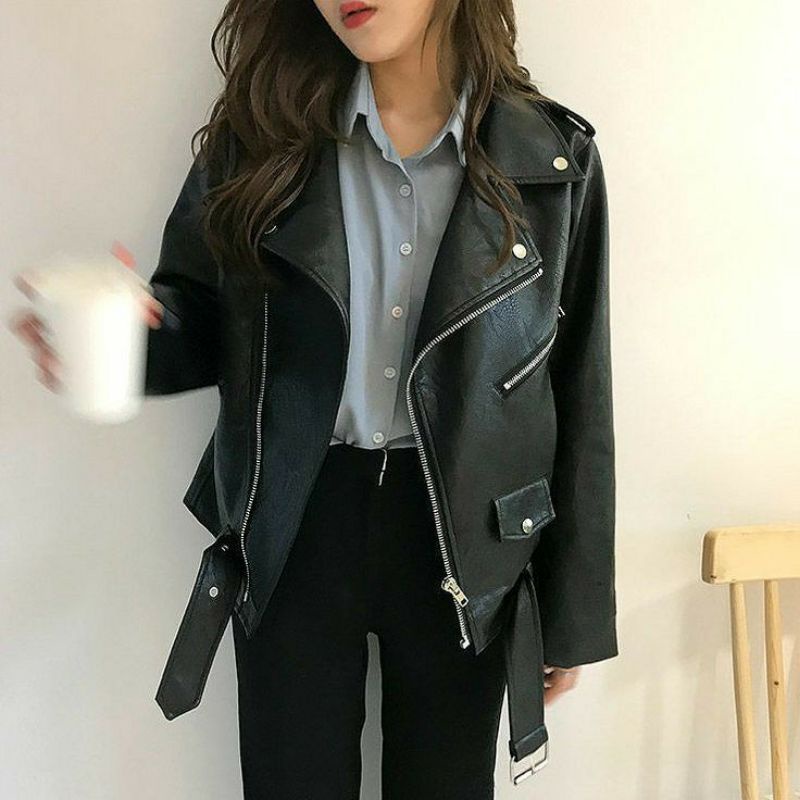 Jaket Kulit Wanita Ramones Changcuters Korea Blazer