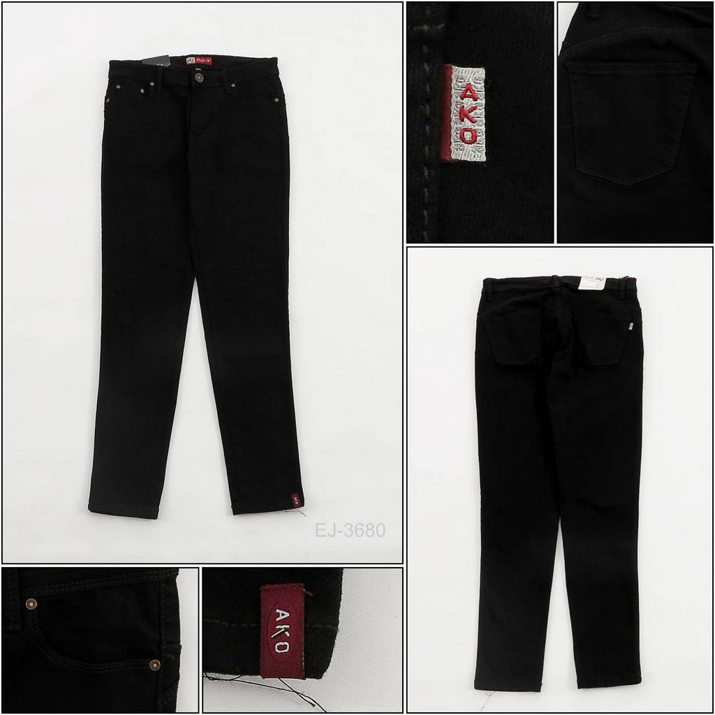[045003680] Celana Jeans Cewek Panjang Hitam Ako S-2XL