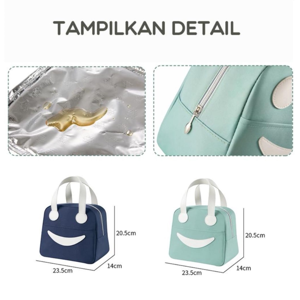 BONBOX TAS BEKAL MAKAN SMILEY ALUMINIUM FOIL PENAHAN SUHU LUNCH BAG SERBAGUNA