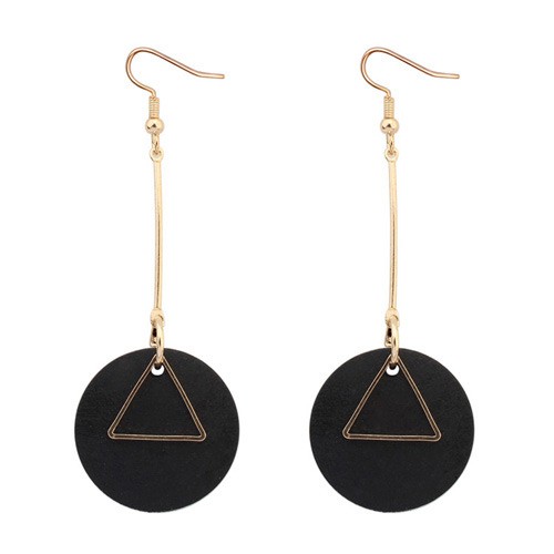 LRC Anting Gantung Fashion Round Shape Pendant Decorated Simple Earrings