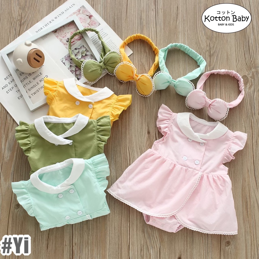 (free bandana) 0-12bln JUMPER RUFFLE BASIC BAYI | JUMPSUIT ROMPER BAJU PAKAIAN ANAK catalog YQER Yi