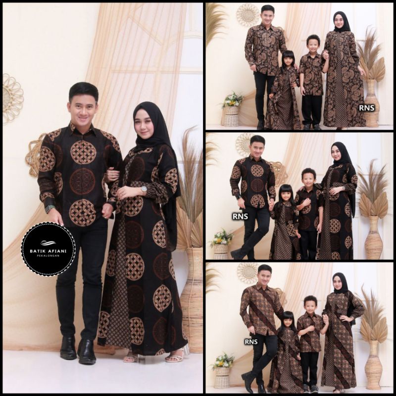 Batik Couple Keluarga Gamis Busui Motif Prasasti Batik Keluarga Seragam